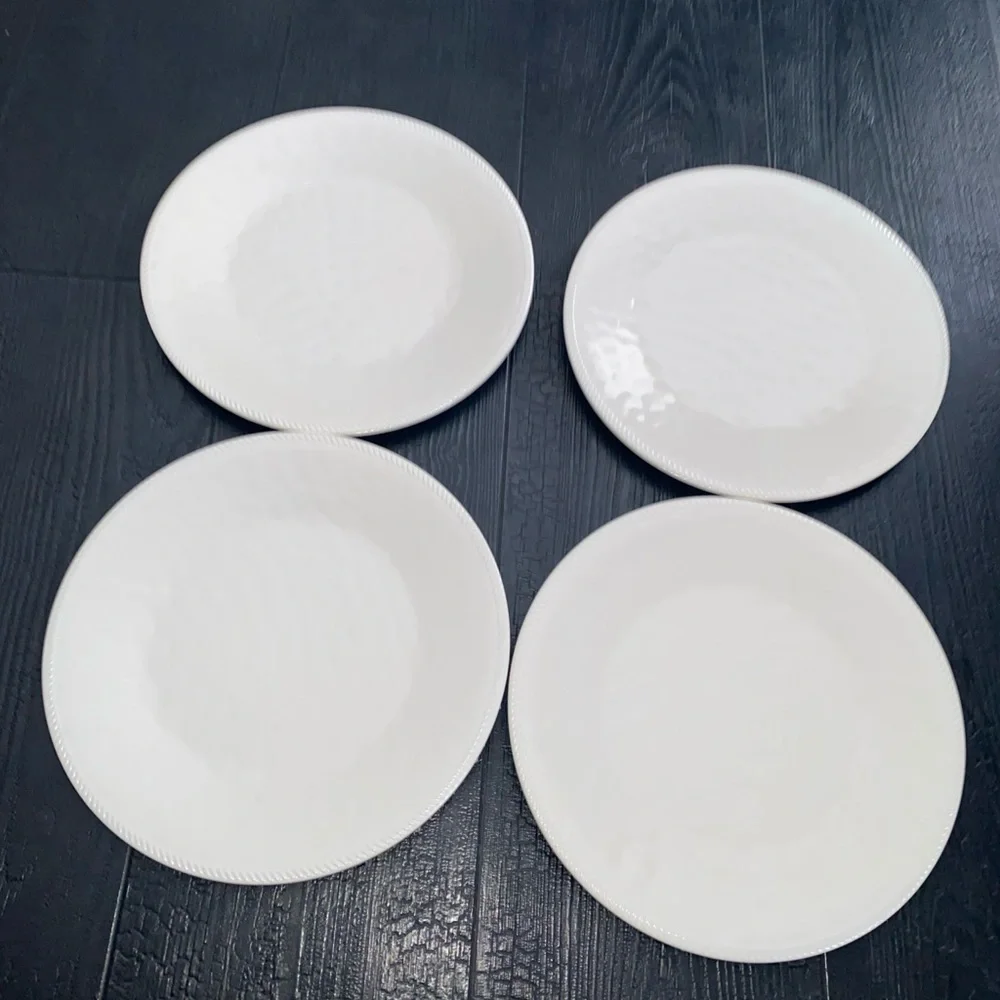 Threshold White Melamine Dinner Plates Set Of 4‎ Hammered Style